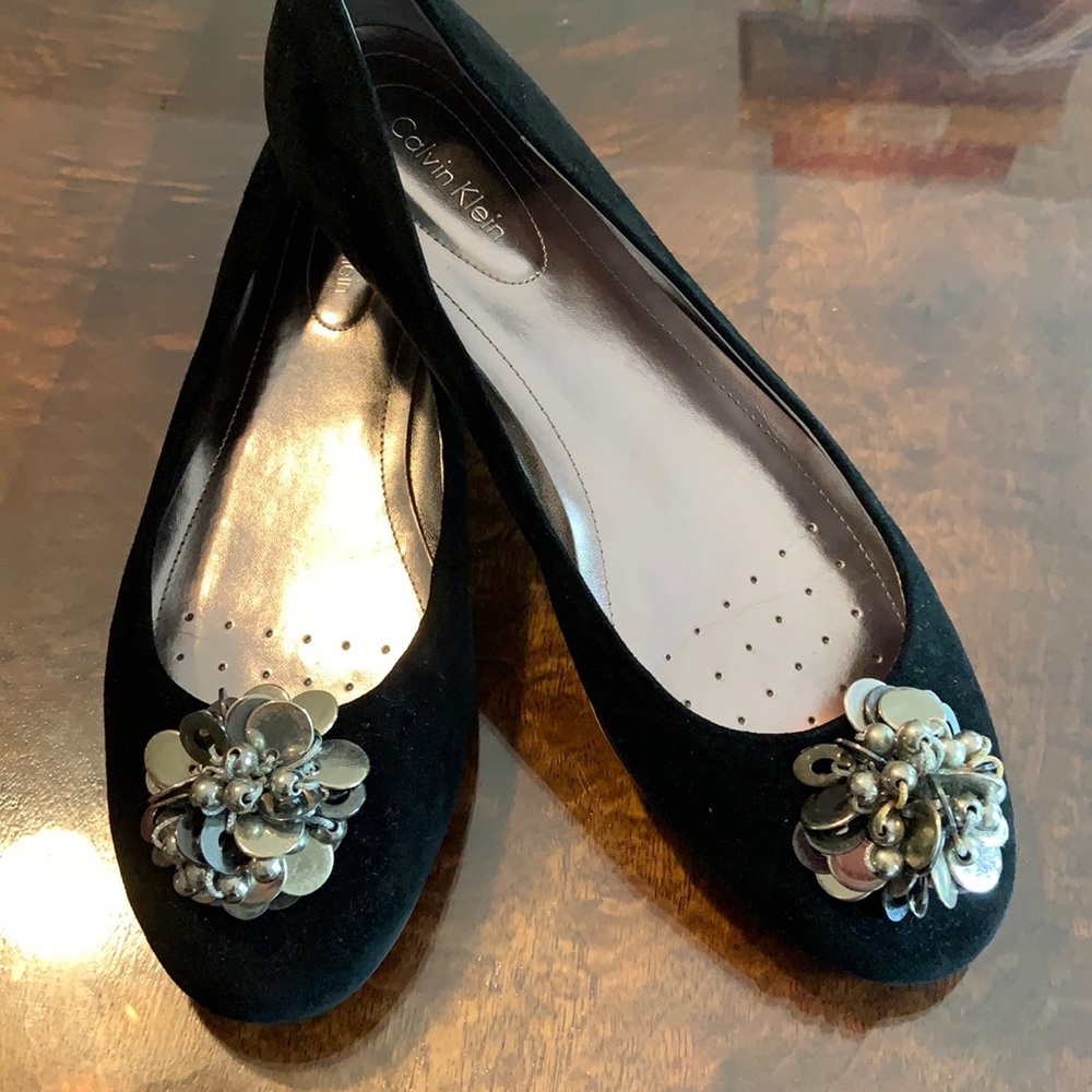 Calvin Klein black suede ballet flat